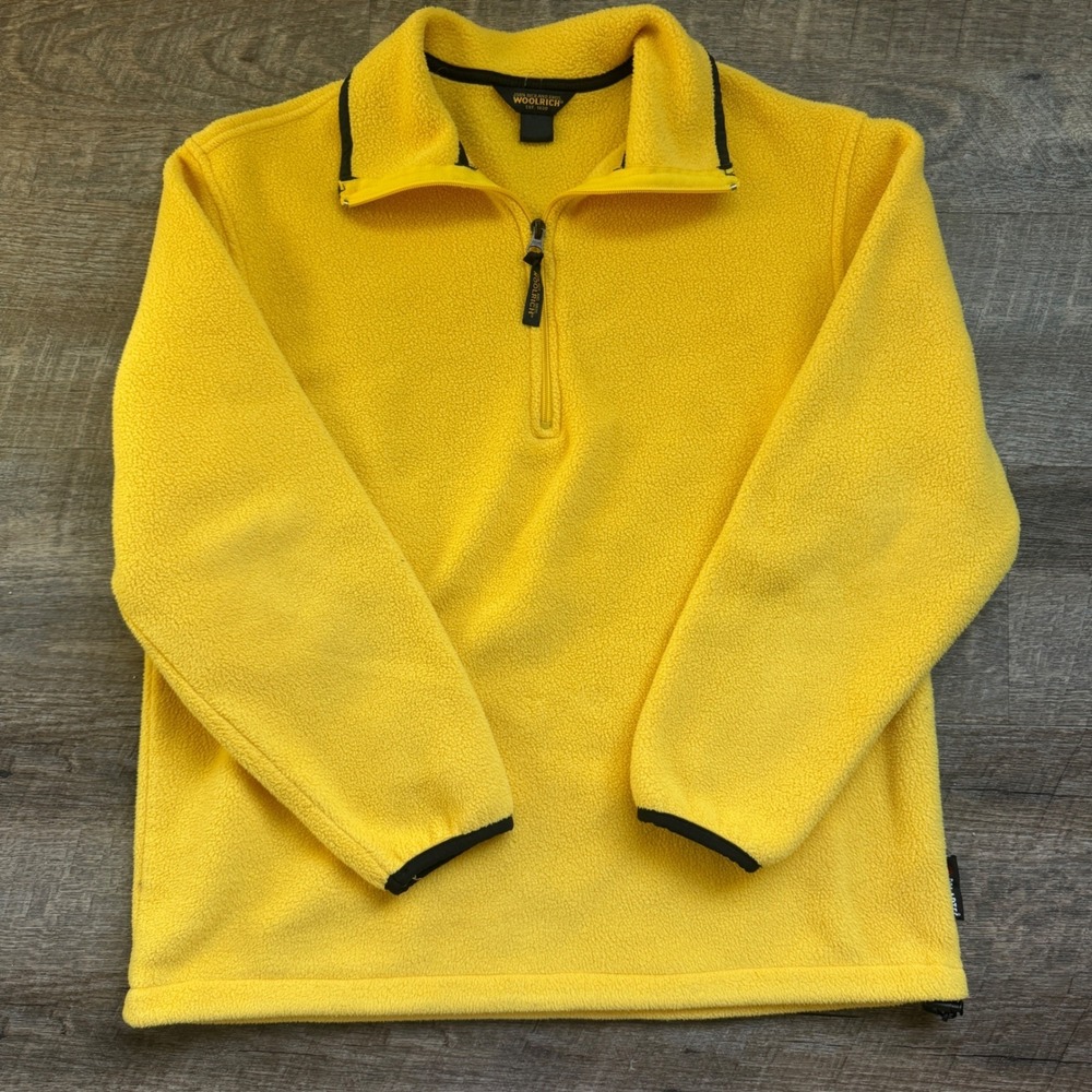 Woolrich Polartec Fleece Quarter Zip Pullover Yellow Women's Large Mens L Y2K